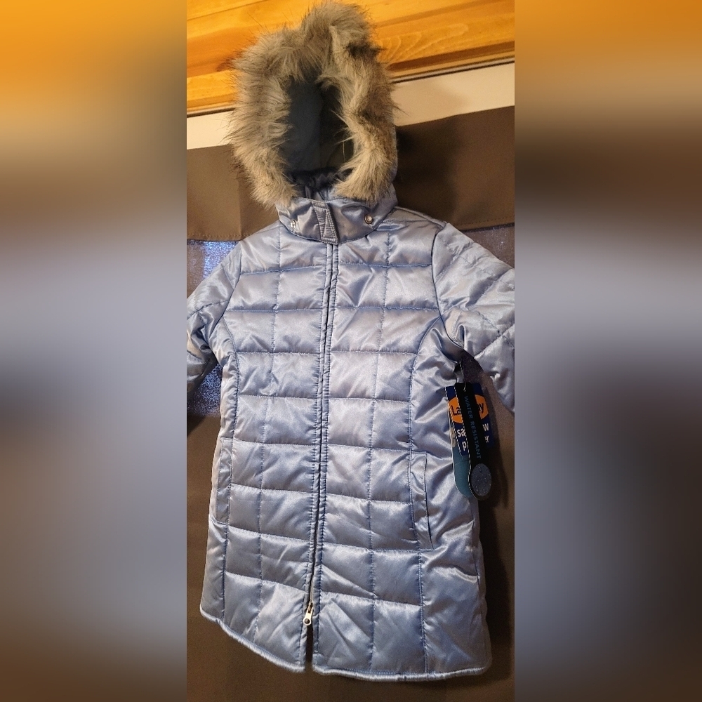 Vintage Y2K Kmart Brand EXTREME Girls 4/5 Blue Pearl Puffer Jacket 90s - Picture 2 of 16